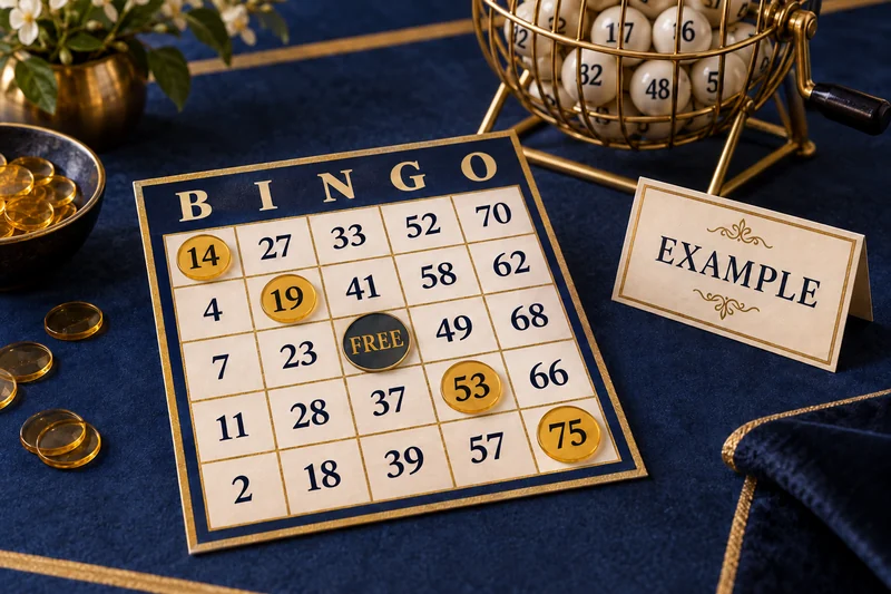 Example 75-ball bingo card with 14, 19, FREE, 53 and 75 marked diagonally.
